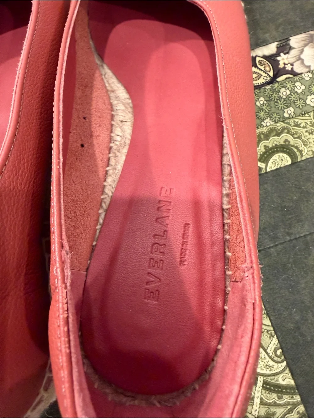 Everlane Women's Leather Espadrille Flats in Terracotta Red